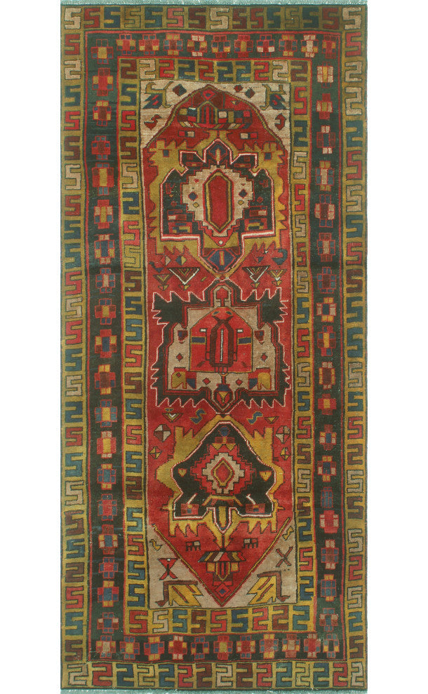 Semi-Antique Ivie Rust/Charcoal Runner, 4'0x9'0