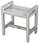 HomeRoots Compact Teak Shower Stool With Arms, Whitewash Finish