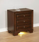 Benzara BM181394 Wooden Night Stand With 3 Drawers, Cherry Brown