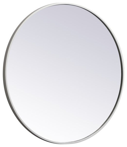 Elegant Decor MR4034WH Metal Frame Round Mirror, 28", White