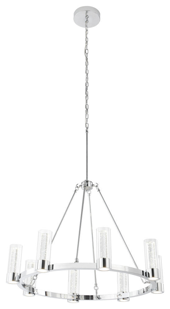 Victory 8 LED Light Dimmable Crystal Chandelier, Chrome
