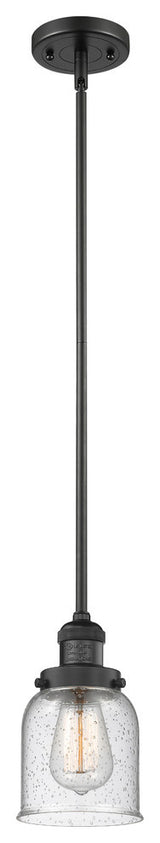 1-Light Small Bell 5" Pendant, Matte Black, Glass: Seedy