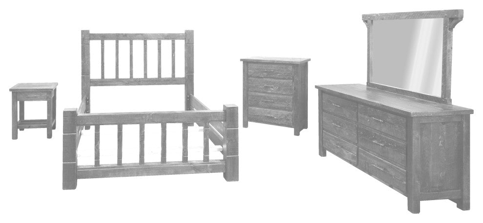 Barnwood Style Timber Peg Mission Bedroom Set, Thunder White, King