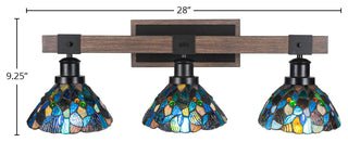 Tacoma 3-Light Bath Bar, Blue Mosaic Art