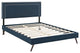 Modway Jessamine Queen Fabric Platform Bed With Round Splayed Legs, Azure