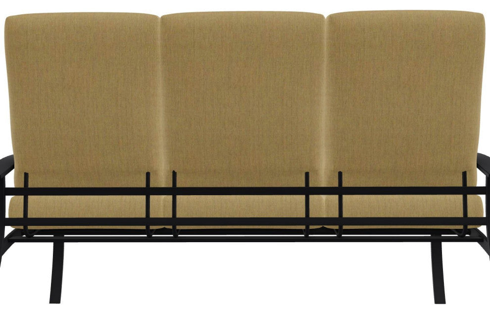 Belle Isle Cushion 3-Seat Outdoor Sofa, Stucco/Black