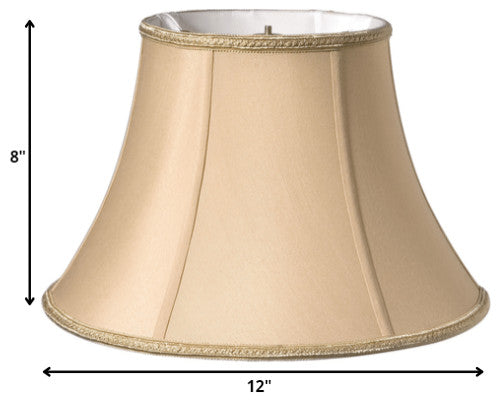 12" Vintage Gold Slanted Oval Paperback Shantung Lampshade