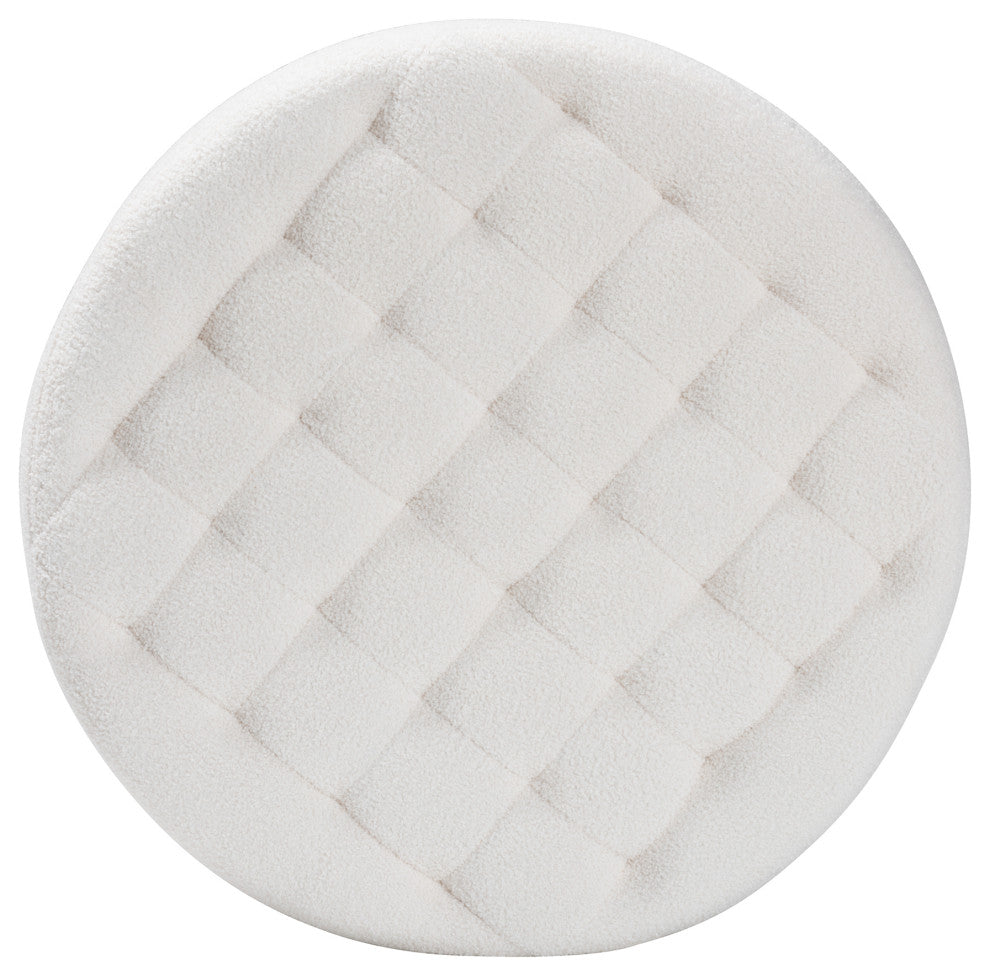 Demeter Ivory Boucle Ottoman, Round
