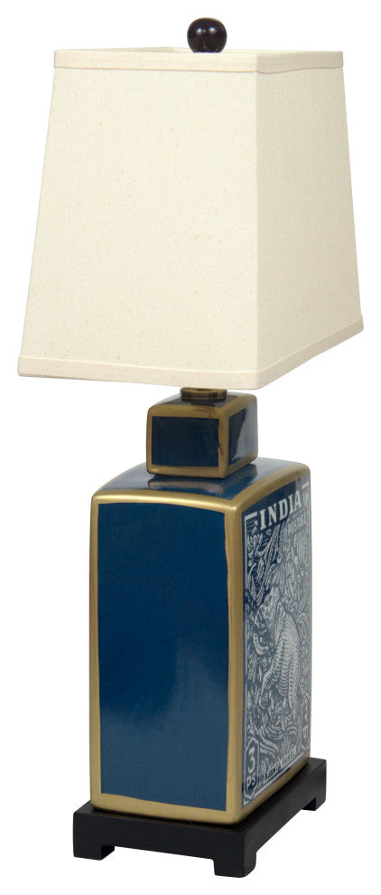 23" Blue Indian Elephant Table Lamp