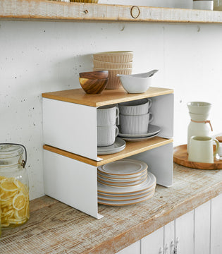 Tosca Wood-Top Stackable Kitchen Rack, White