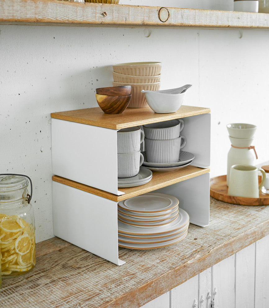 Tosca Wood-Top Stackable Kitchen Rack, White