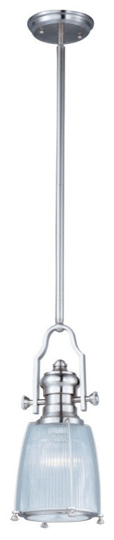 Maxim 25002 Hi-Bay 9"W 1 Light Pendant - Satin Nickel / Clear Glass