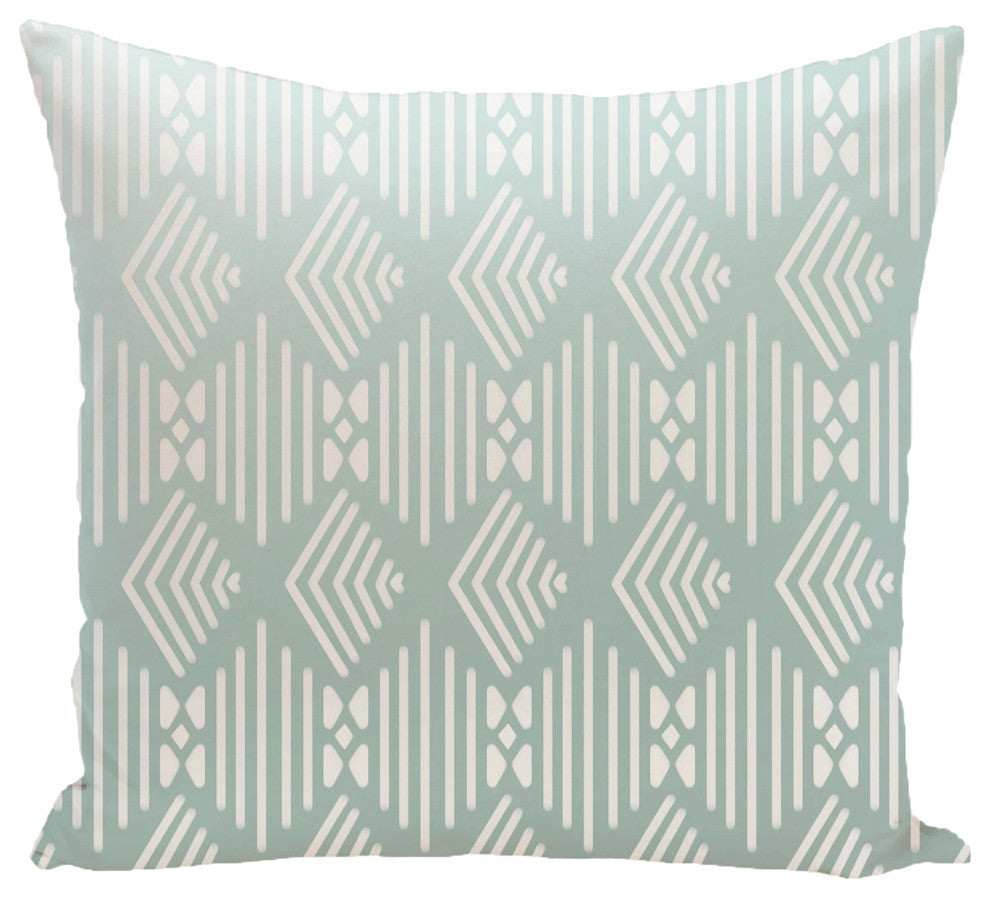 Fishbones Geometric Print Pillow, Seaside, 16"x16"