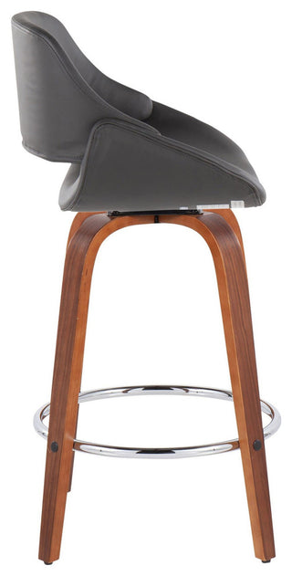 Fabrico Counter Stool, Set of 2, Gray Pu, Chrome