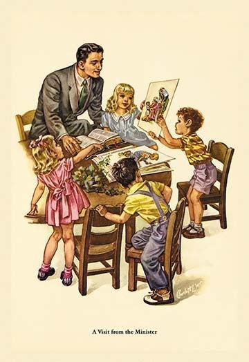 A Visit From the Minister - Fine Art Giclee Print 24" x 36"