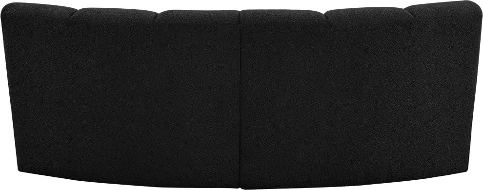 Infinity Black Boucle Fabric Upholstered Arc Shaped Modular Sectional, Black, 2-Piece, Arc-Shaped