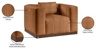 Mallina Upholstered Chair, Cognac, Vegan Leather