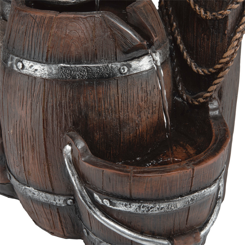 Pump and Barrel Fountain with Cowboy Hat