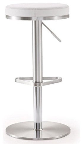 Fano White Stainless Steel Adjustable Barstool - White