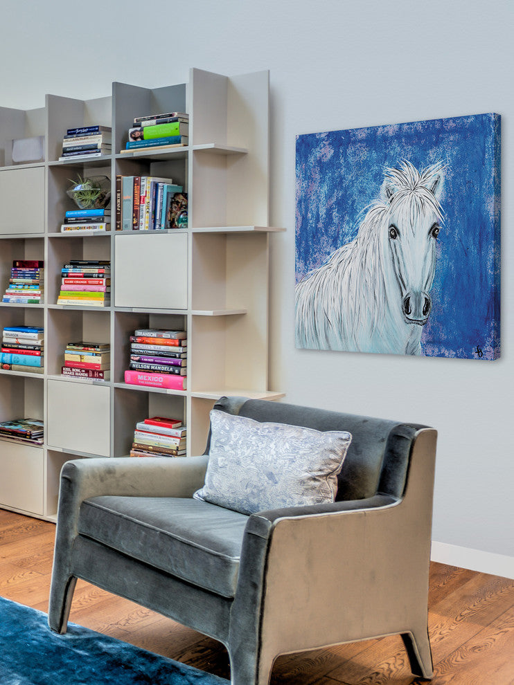"Curly s Blue" Painting Print on Wrapped Canvas, 24"x24"