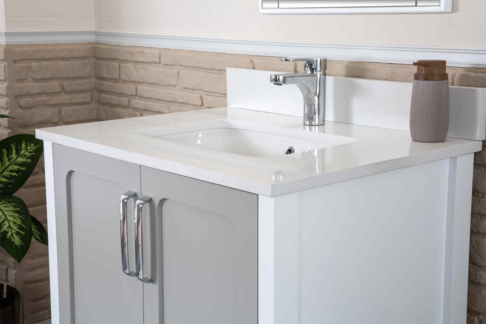 Florin Collection 30" Bathroom Vanity With Sink, Mirror, Countertop, Gray