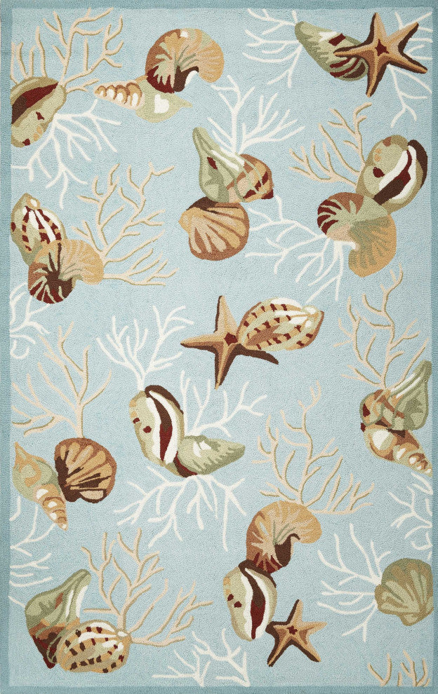 HomeRoots 7' x 9' Polyester Blue Area Rug