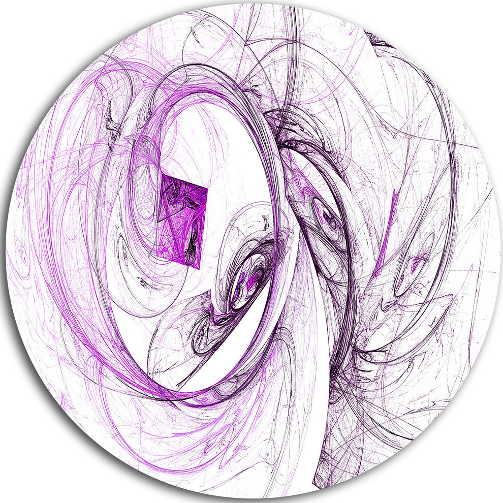 Billowing Smoke Purple, Abstract Digital Art Round Metal Wall Art, 38"