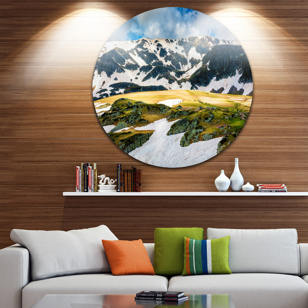 Rila Lakes And Mountains In Bulgaria, Landscape Round Wall Art, 23"
