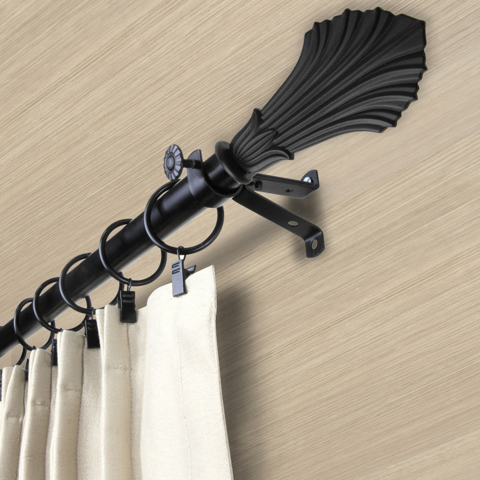 Emen 13/16" Diameter Curtain Rod, Black, 18-28"