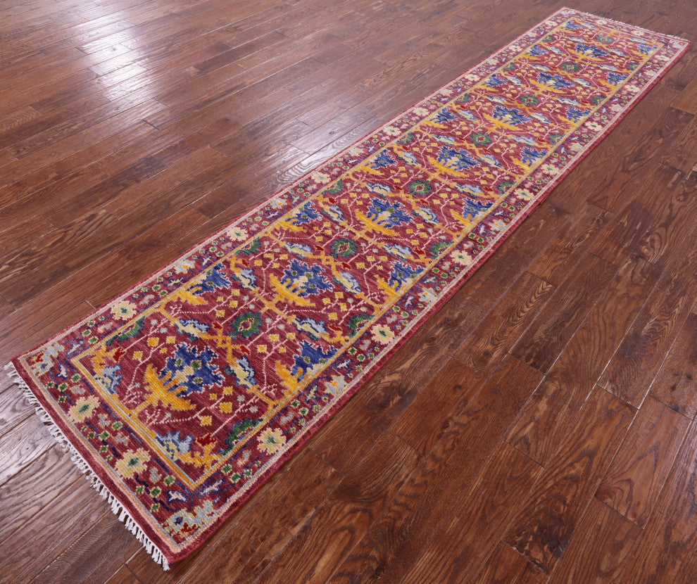 Turkish Oushak Hand Knotted Wool Runner Rug 2' 8" X 12' 6" - Q15907