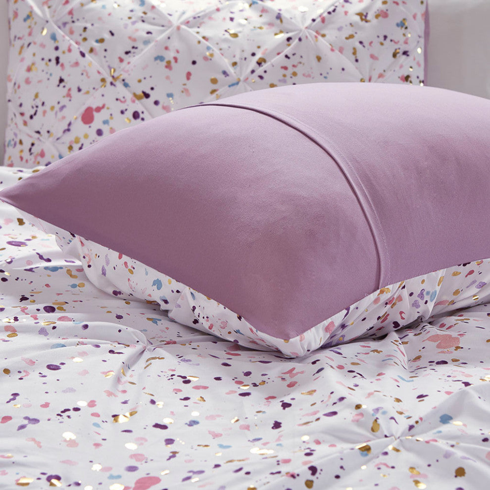Intelligent Design Abby Splash Purple Metallic Comforter Set With Two Pillows