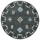 5" Round Charcoal Geometric Border Area Rug