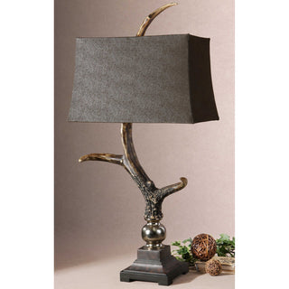 Uttermost Stag Horn Resin Table Lamp in Burnished Bone Ivory/Chocolate