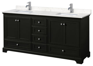 Deborah 72" Dark Espresso DBL Vanity, Carrara Cultured Marble Top