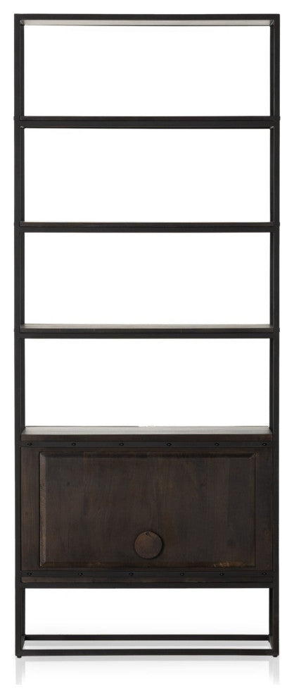 Kelby Bookcase Carved Vintage Brown, Vintage Brown, Gunmetal