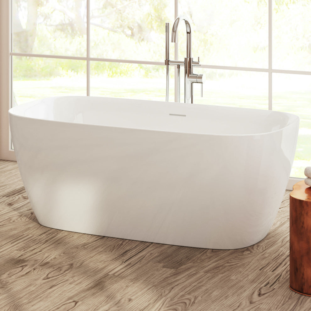 Perlato Catalonia Freestanding Soaking Tub, White, 59"