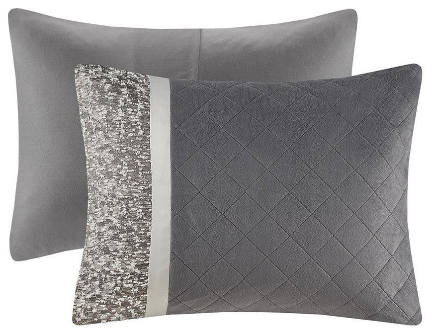 5 Piece Textured Jacquard Stripe Comforter Set with Throw Pillows