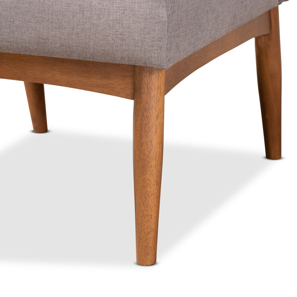 Riordan Mid-Century Modern Gray Fabric Walnut Brown Finished Wood Dining Chair