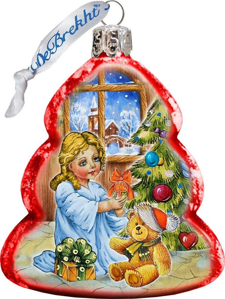 Keepsake Nativity Santa Angel Scenic Glass Ornament