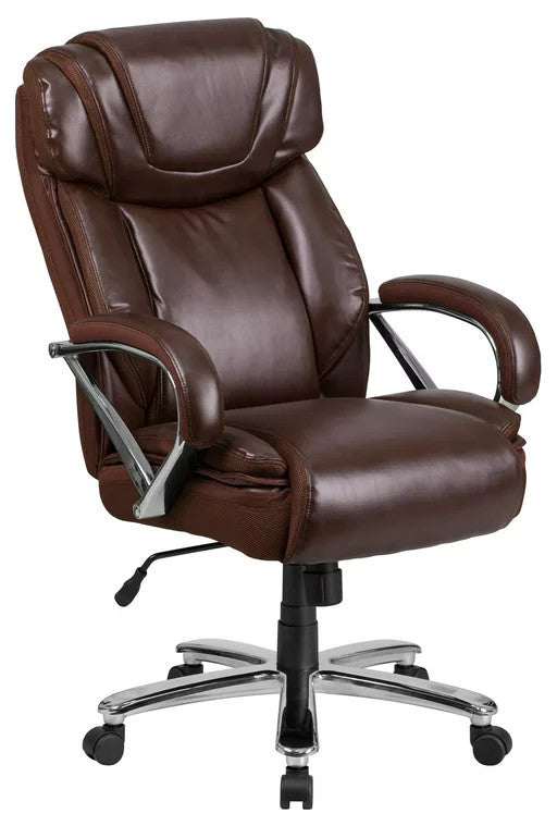 Contemporary Office Chair, Plush Seat & High Backrest for Extreme Comfort, Brown