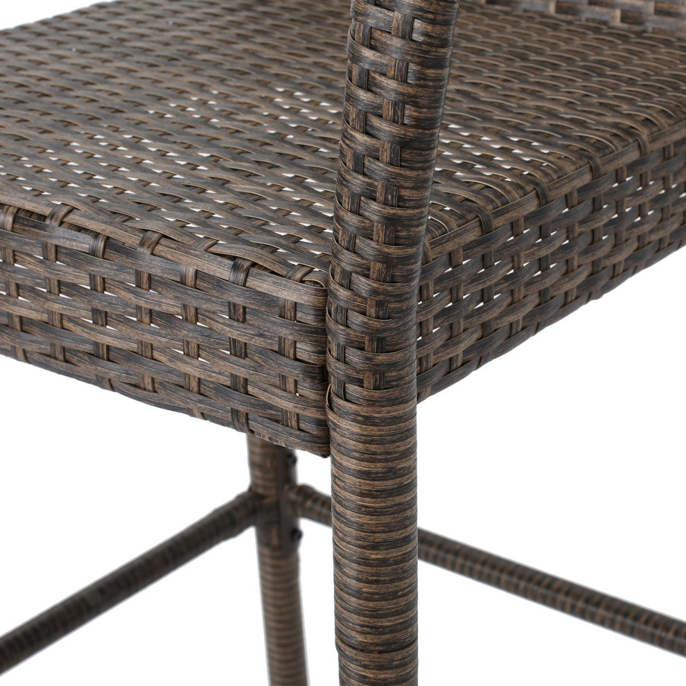 GDF Studio Conquista Outdoor Mix Mocha Wicker Barstool, Package of 4
