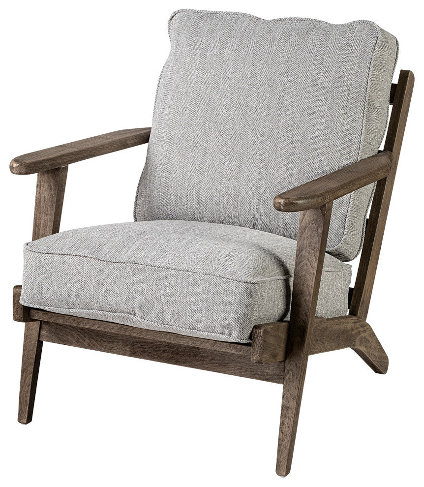 HomeRoots Frost Grey Fabric Wrapped Honey Wooden Frame Accent Chair
