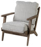HomeRoots Frost Grey Fabric Wrapped Honey Wooden Frame Accent Chair