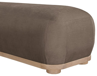 Calum Upholstered Bench, Brown, Chenille Fabric, Natural Finish