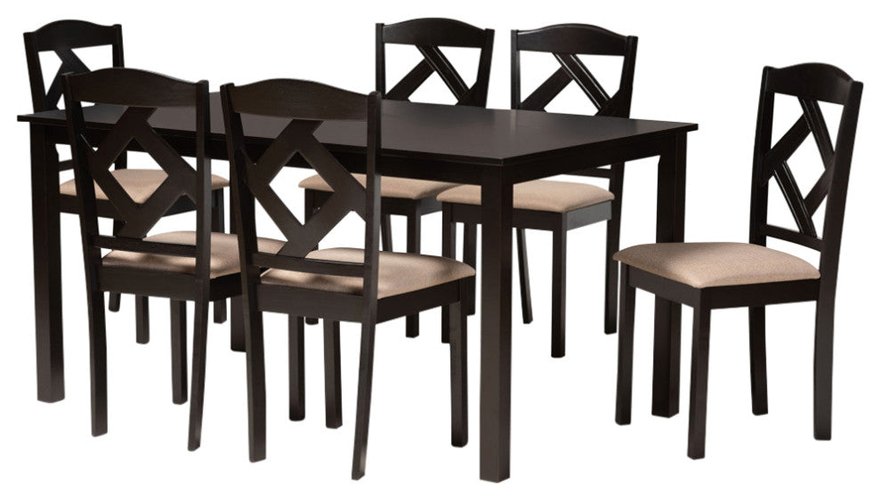 Socorro Modern 7-Piece Dining Set, Sand