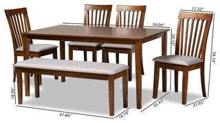 Baxton Studio Minette Grey and Walnut Brown Finished Wood 6-Piece Dining Set