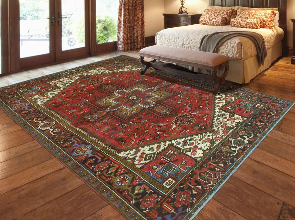 Vintage Heriz Pouneh Rust/Charcoal Rug, 8'0x10'10
