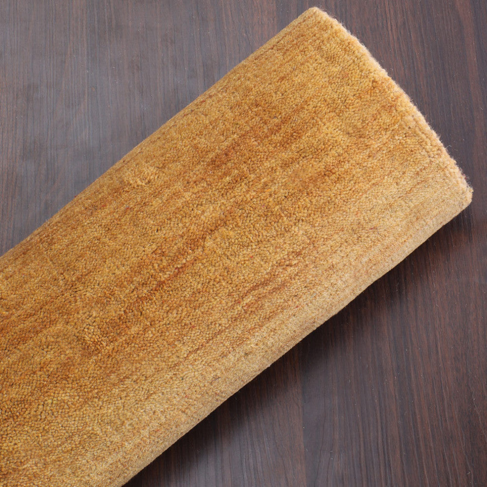 HAND KNOTTED LOOM WOOL ECO-FRIENDLY AREA RUGS-Rectangle,Gold,Solid