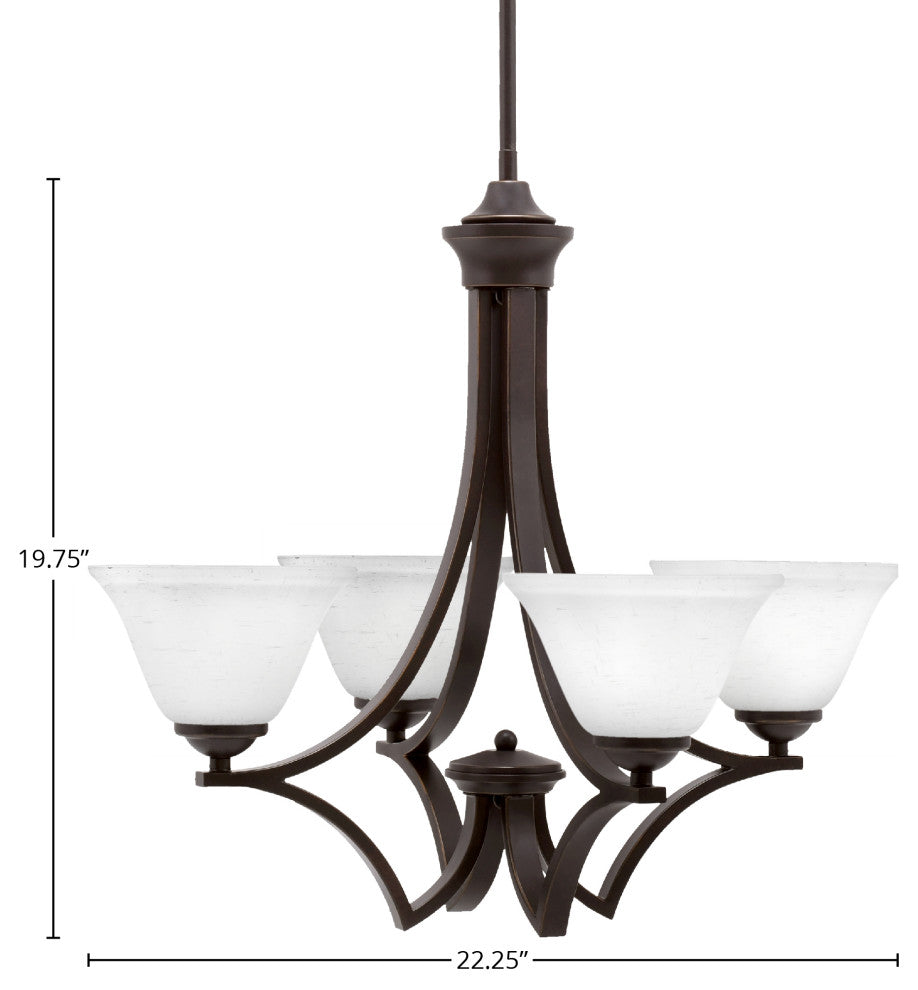 Zilo Uplight, 4 Light, Chandelier, Dark Granite Finish, 7" White Muslin Glass