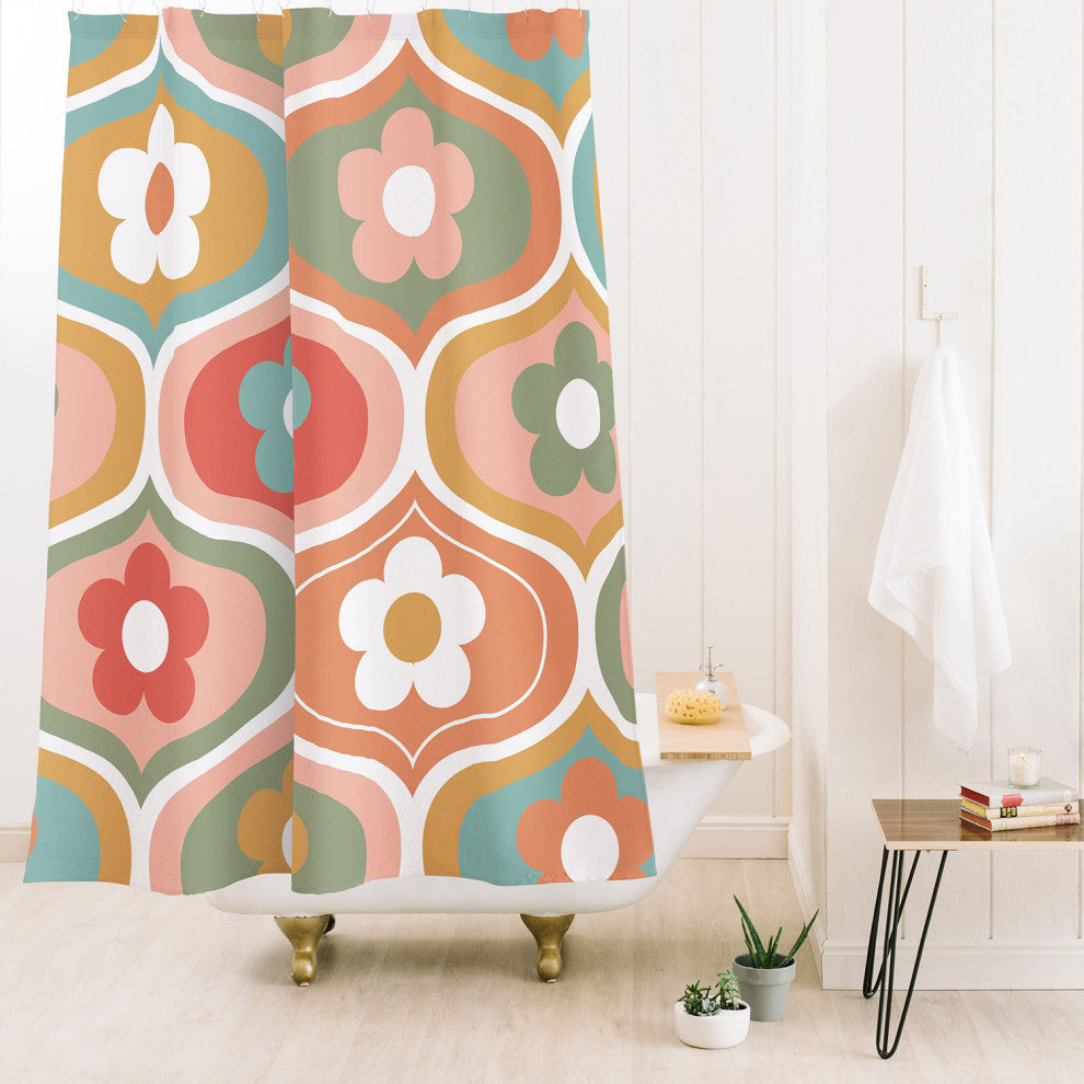 Emanuela Carratoni Vintage Floral Geometry Shower Curtain
